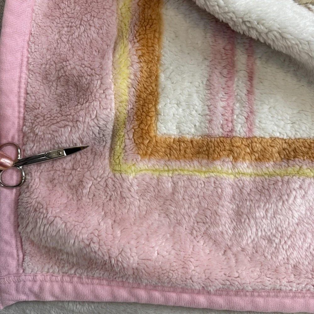 Sleepy Teddy Bear Baby Crib Blanket Pink Acrylic Plush Sherpa Nursery‎ Toddler